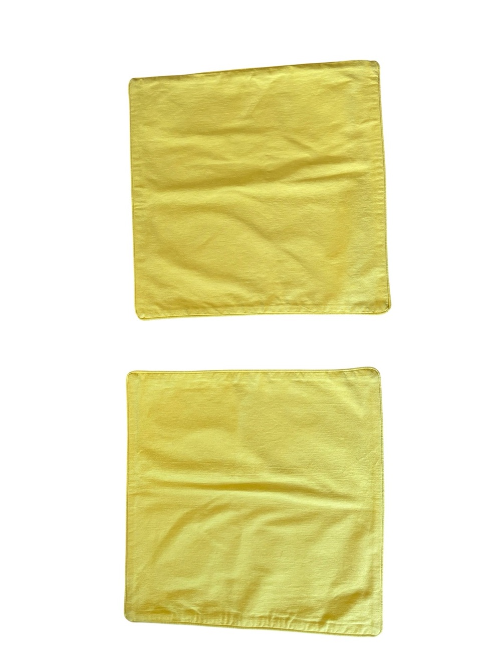 Pottery Barn Pillow Covers Yellow Square Cotton Canvas 19X19” Zippers Outdoors
